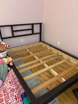 Queen Bed Frame - Custom, Handmade, with Asian-Inspired Headbaord