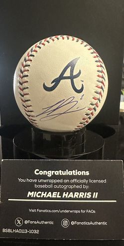 Michael Harris II Signed Atlanta Braves Logo Baseball Fanatics  + MLB Authentic