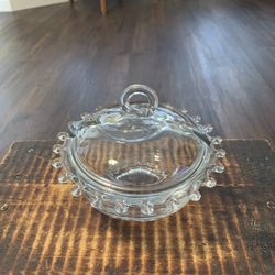 Heisey Lariat Clear Covered Candy Dish, Pattern #1540