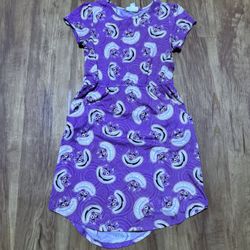 Disney LuLaRoe Girls Size 10 Cheshire Cat Midi Dress all over print with pockets