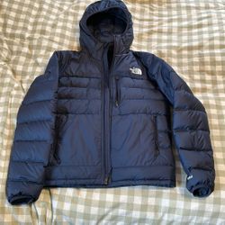 Navy North Face Hooded Puffer