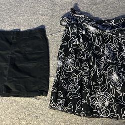 Skirts bundle size 10 black mini and black A line floral 