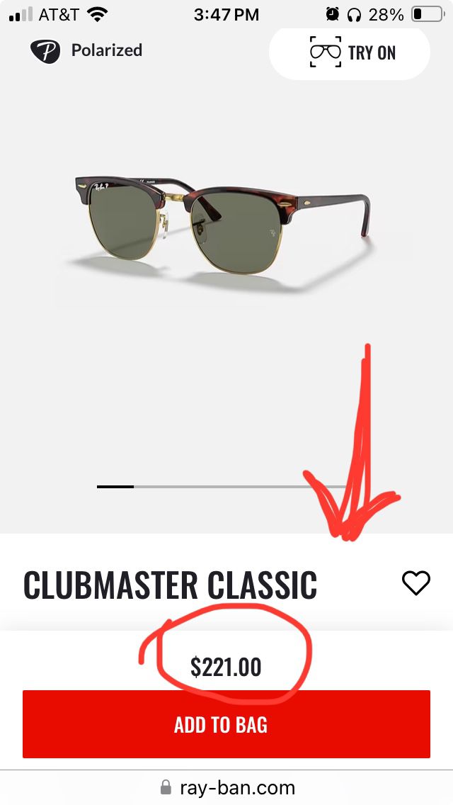 Ray Ban Clubmaster Acetate and Gold-Tone Sunglasses ($221 Value)