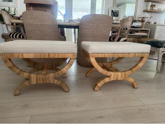Pair of Woven Rattan X-Base Benches / Otto
