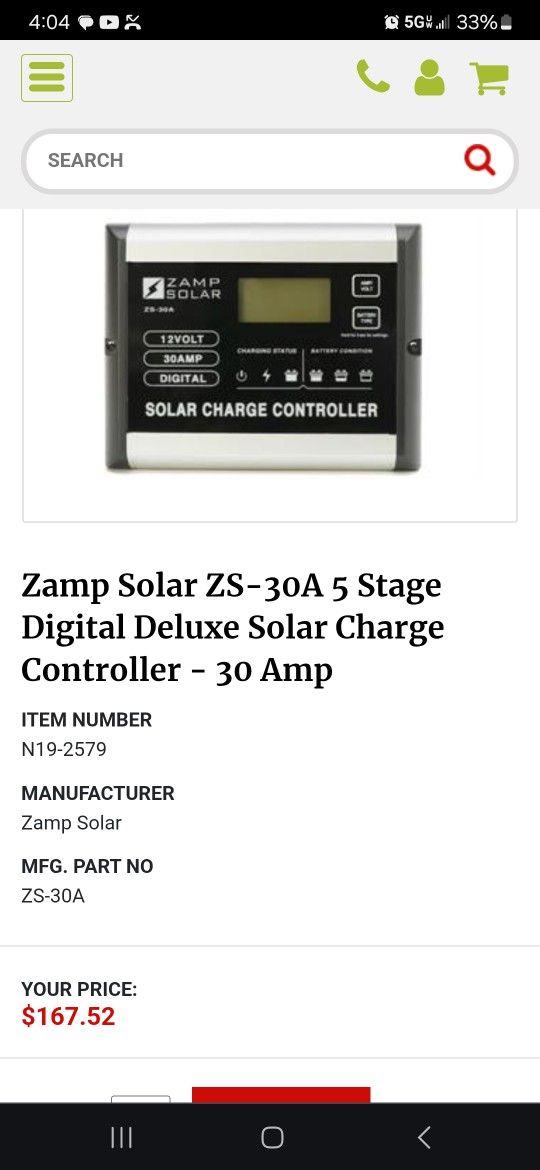Zamp 30Amp Solar Charger Still In Sealed Box