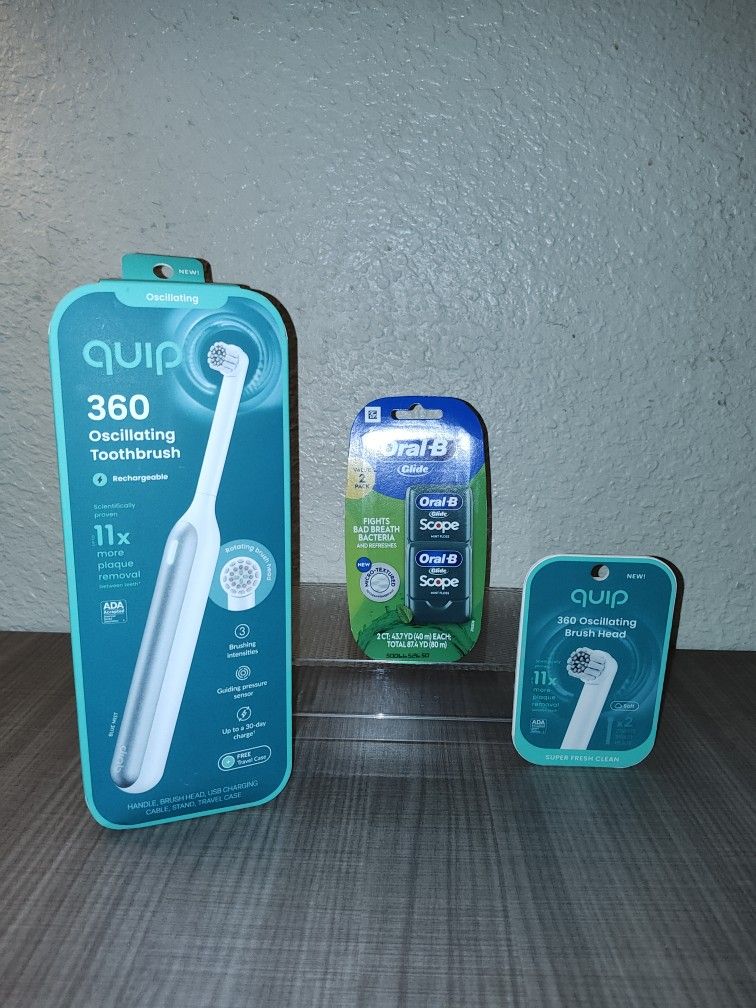 Brand NEW! 🦷   quip & Oral B Dental Care Products - 360 Oscillating Toothbrush w/ Refill 2 pack(((PENDING PICK UP TODAY)))