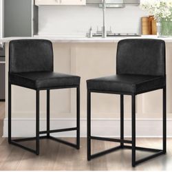 Set Of 2 Black Barstools