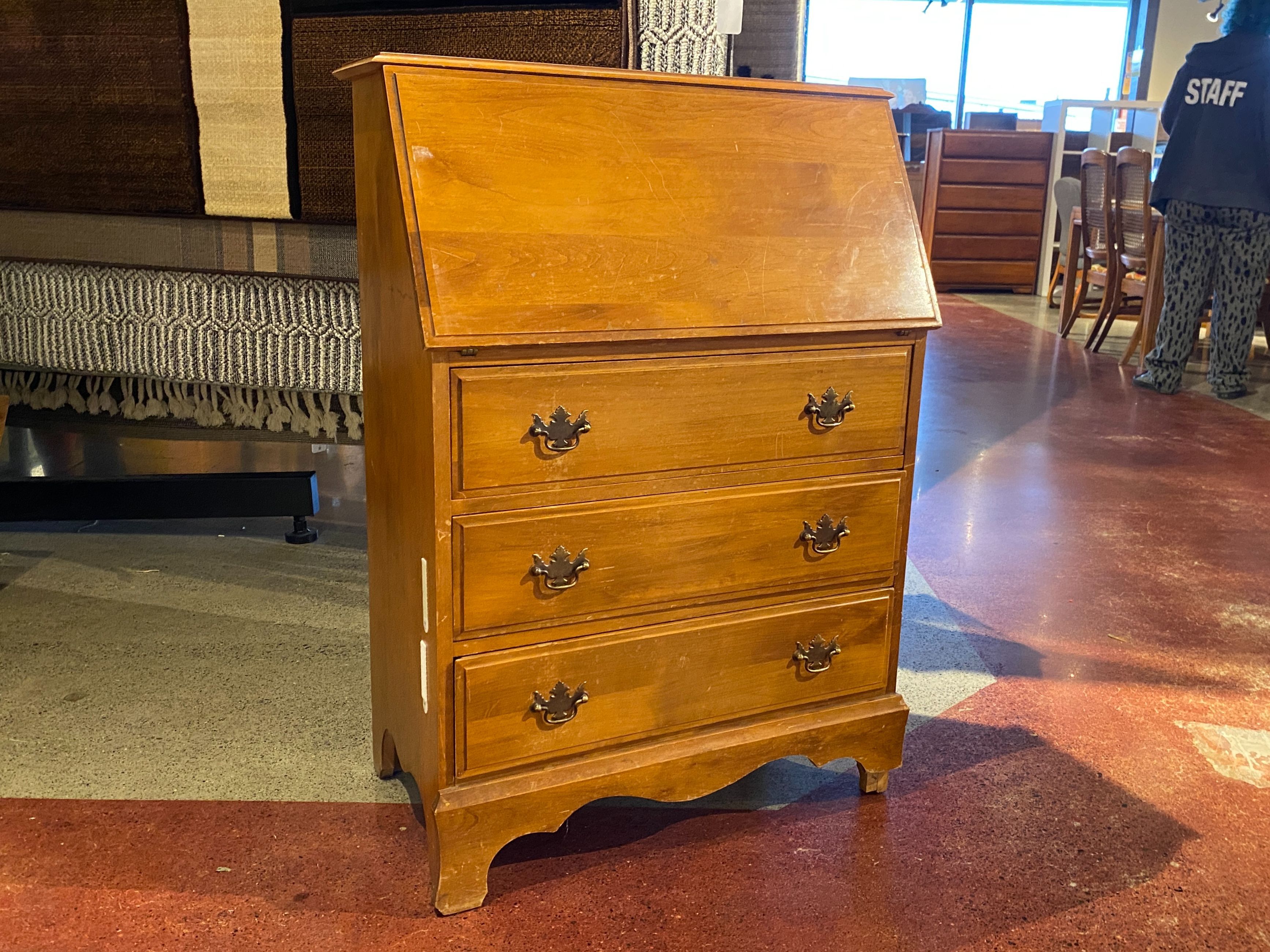Warm Blonde 3-Drawer Secretary Desk