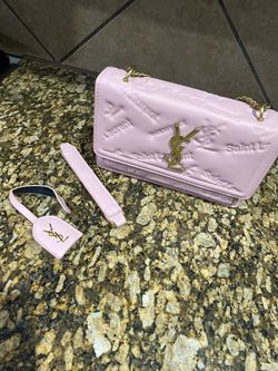 Saint Laurent YSL Pink Embossed Chain Bag