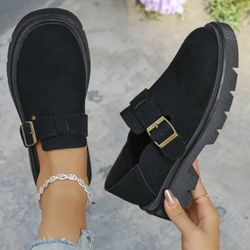 2024 New Chunky Sole Women Oxfords, Black Mary Jane Slip-On Loafers, Retro British Style Flats