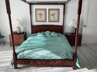 Custom Asian Furniture set - carved teak wood