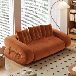 Modern Velvet Convertible Floor Sofa Bed – Orange