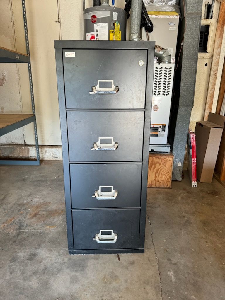 Korden Legal Sized 4 Drawer Fire proof File Cabinet, Black