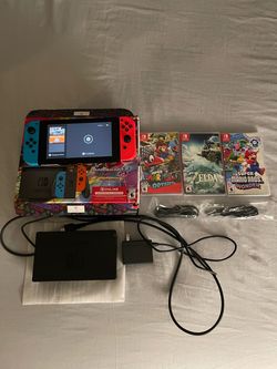 Nintendo Switch (Mario Kart Box Edition) + 3 Games (Zelda, Odyssey, Wonder) - $240 FIRM