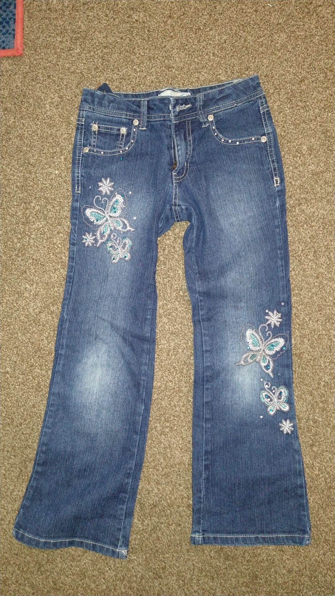 Girls Embroidered bootcut jeans