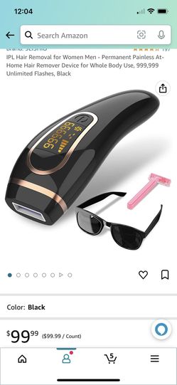 Hair Removal for Women Men - Permanent Painless At-Home Hair Remover Device for Whole Body Use, 999,999 Unlimited Flashes, Black