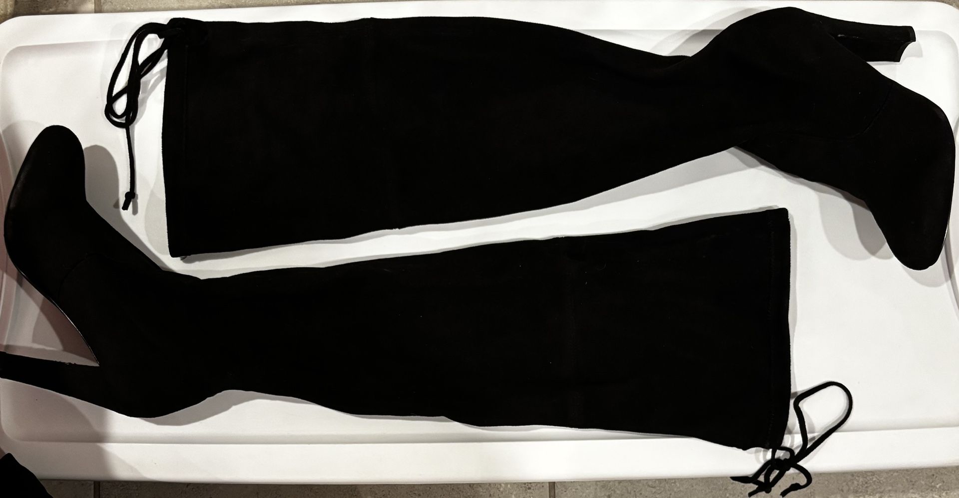 Steve Madden Black Suede Heel Boots Women Size 8.5