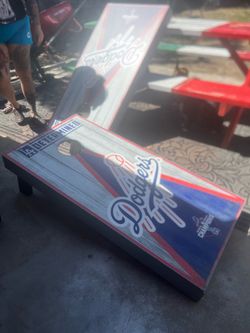 Los Angeles Dodgers custom wood cornhole game…