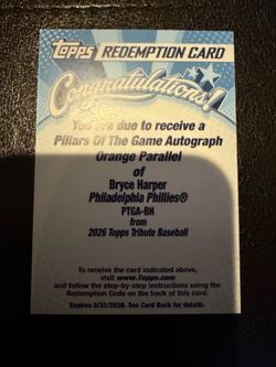 Topps tribute Bryce Harper autograph card