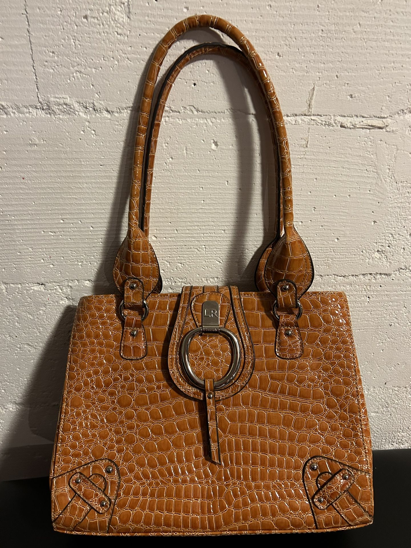 Orange Faux Alligator Skin Purse