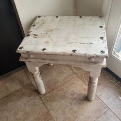 Vintage White Rustic End Table