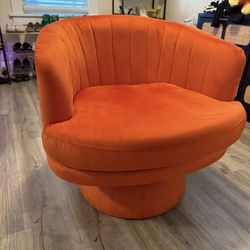 Burnt Orange Suede Swivel Accent Chair | 3 Months Old | Modern Barrel Chair