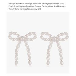 Brand new Vintage Bow Knot Earrings Pearl Bow Earrings for Women Girls Pearl Drop Earrings Bow Knot Dangle Earrings Bow Stud Earrings Trendy Cute 