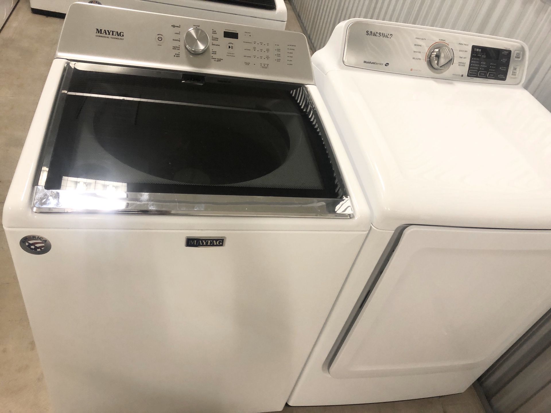 Maytag washer and Samsung electric dryer