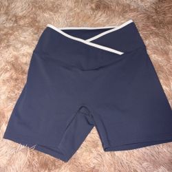 Navy blue high-waisted biker shorts