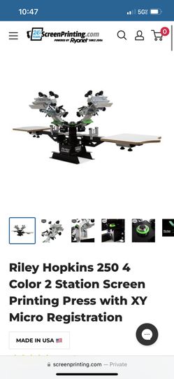 Riley Hopkins 250 Press 4 Color 2 Station Machine