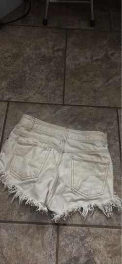 White Distressed Denim Cutoff Shorts