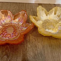 Set of Two Glass Flower Bowls