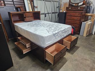 Queen captains bed and mattress