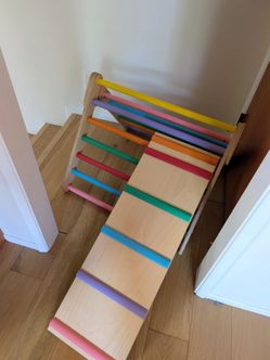 Solid wood USA made pikler triangle with ramp