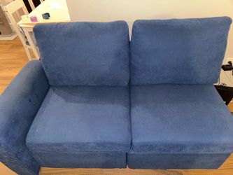 2-Piece Blue Modular Couch Set with Built-In Storage – $50