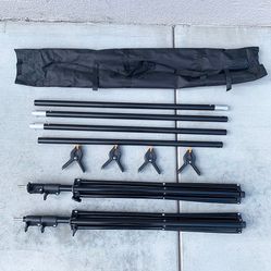 Brand New $40 Heavy-Duty Backdrop Stand Adjustable 10ft Wide X 8.5ft Tall with Clips and Carry Bag