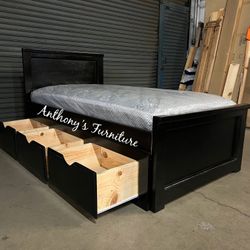 Twin Bed And Mattress With Drawers 