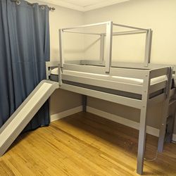 Gray Twin Bunk Bed With Slide 