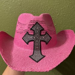 Pink Straw Cowboy Hat