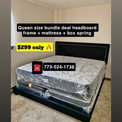 Queen Size Package Deal Headboard Frame With Mattress Set $299 Only 
