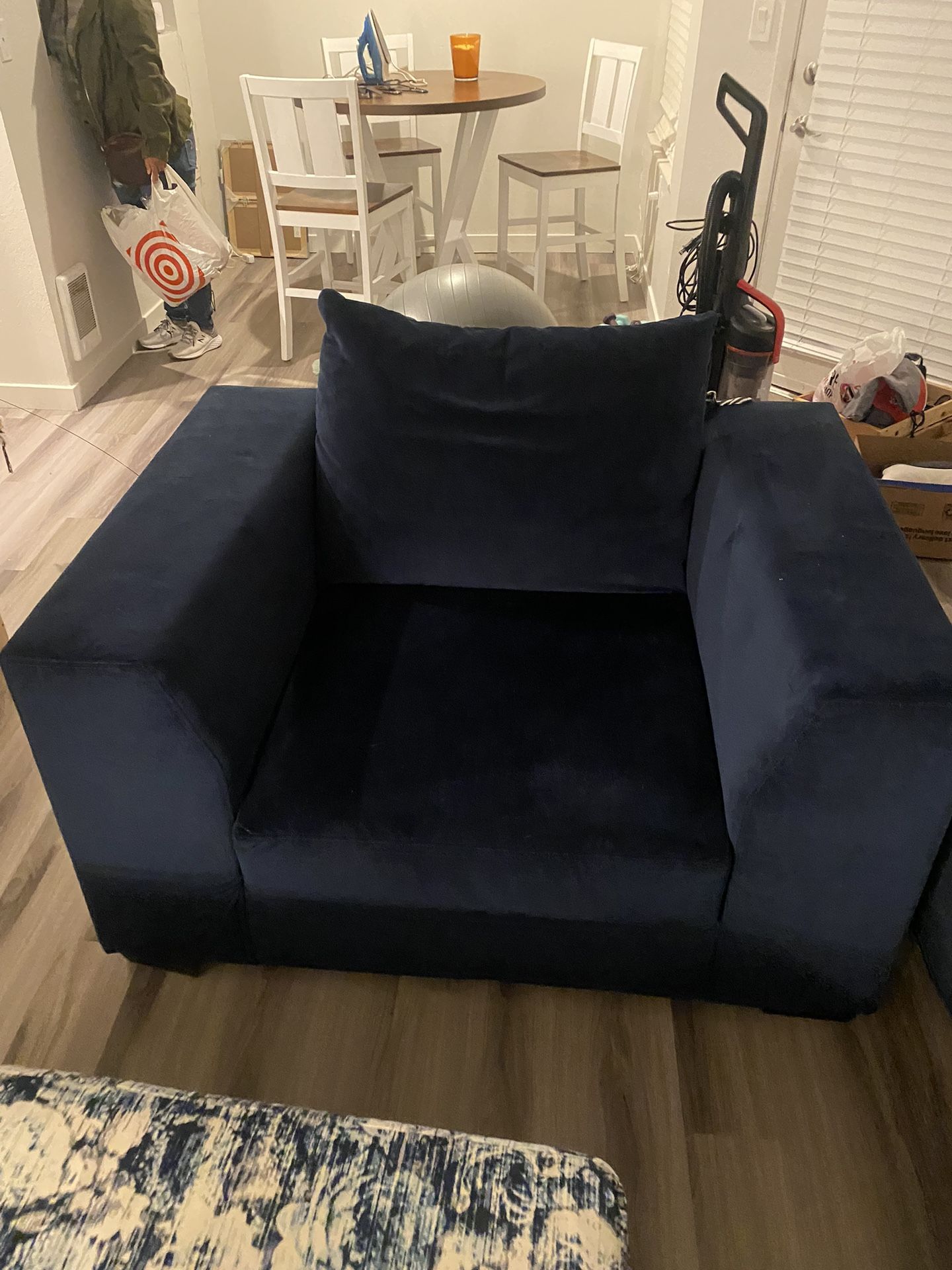 Large, Cozy , Blue Velvet Chair