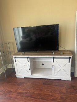 TV + TV Stand with Sliding Barn Doors