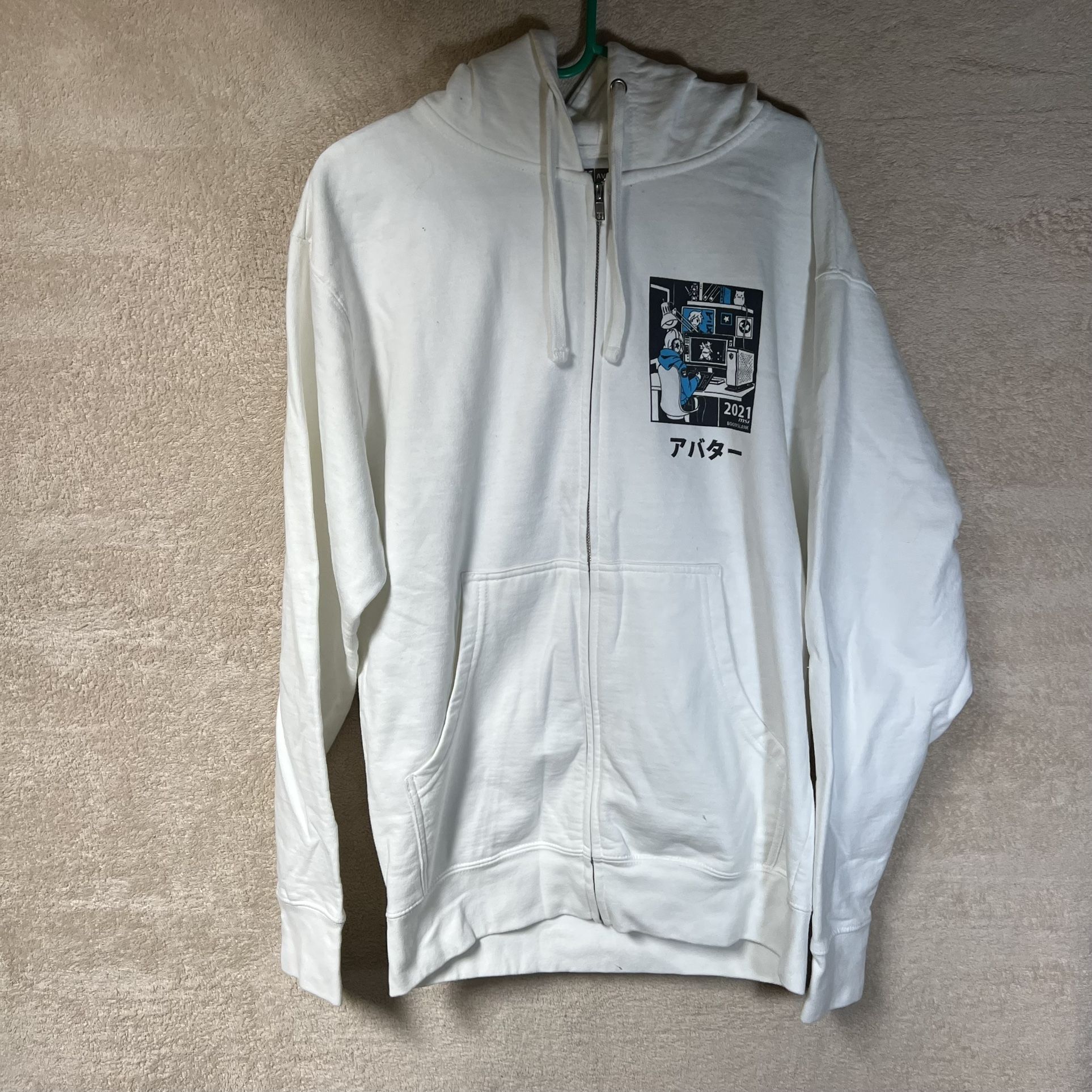 Boomslank x msi 2021 Zip Up Anime Hoodie Mens M White