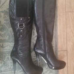 Brand New Guess Tall Leather Boots 