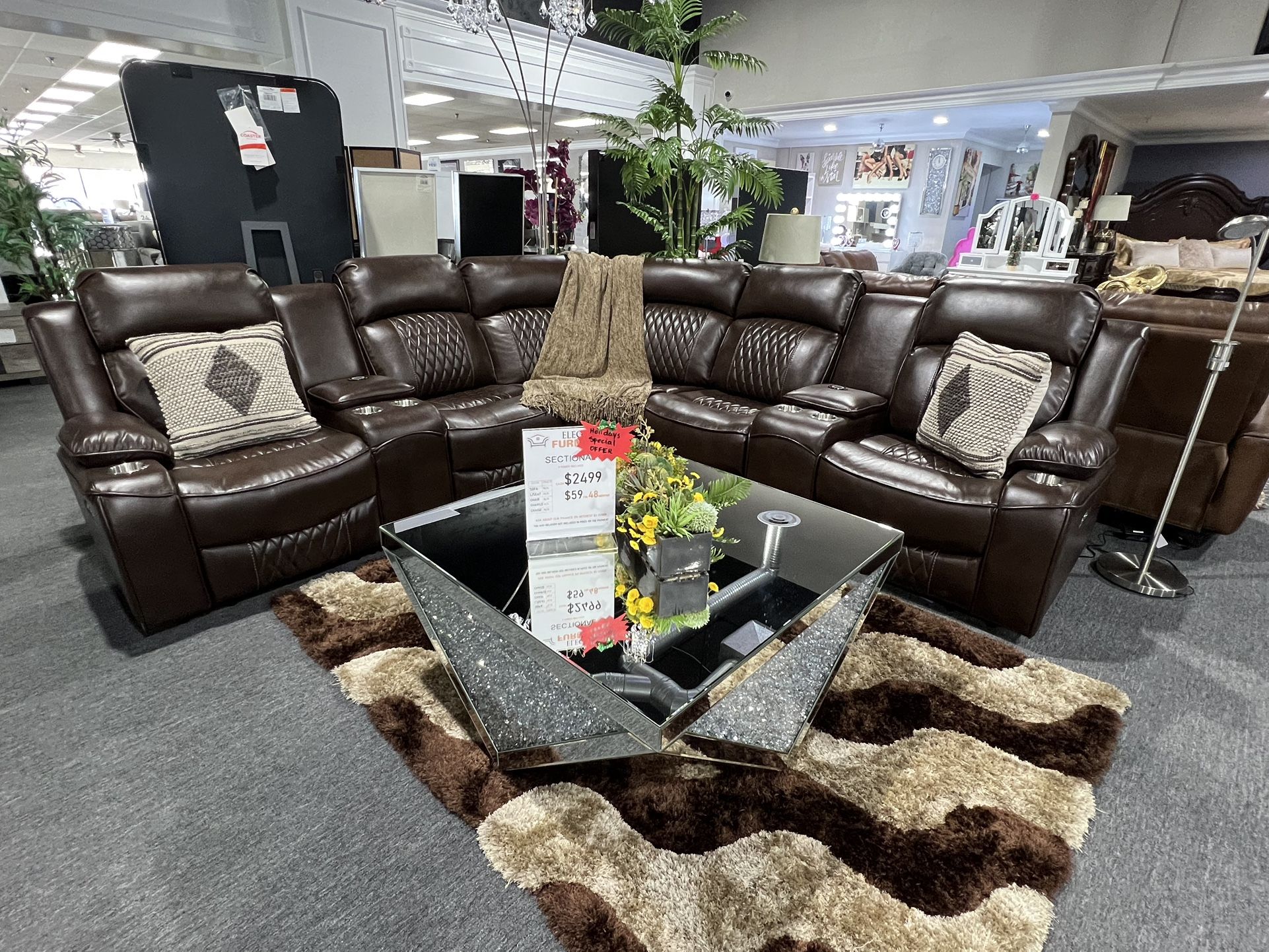 Power Recliner Sectional With Bluetooth Charger