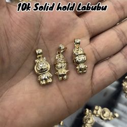 10k Solid Gold Labubu Pendant 
