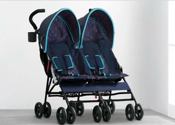 Double Umbrella Stroller Navy Blue Teal