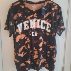 Hollister New Brown Tie Dye 100% Cotton Graphic T-Shirt Women’s Size M (Ts-E3)