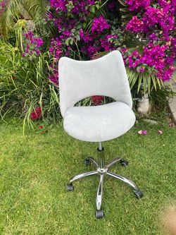 Velvet grey modern vanity chair