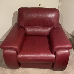 Red Leather Electric Recliner Sofa Chair 
